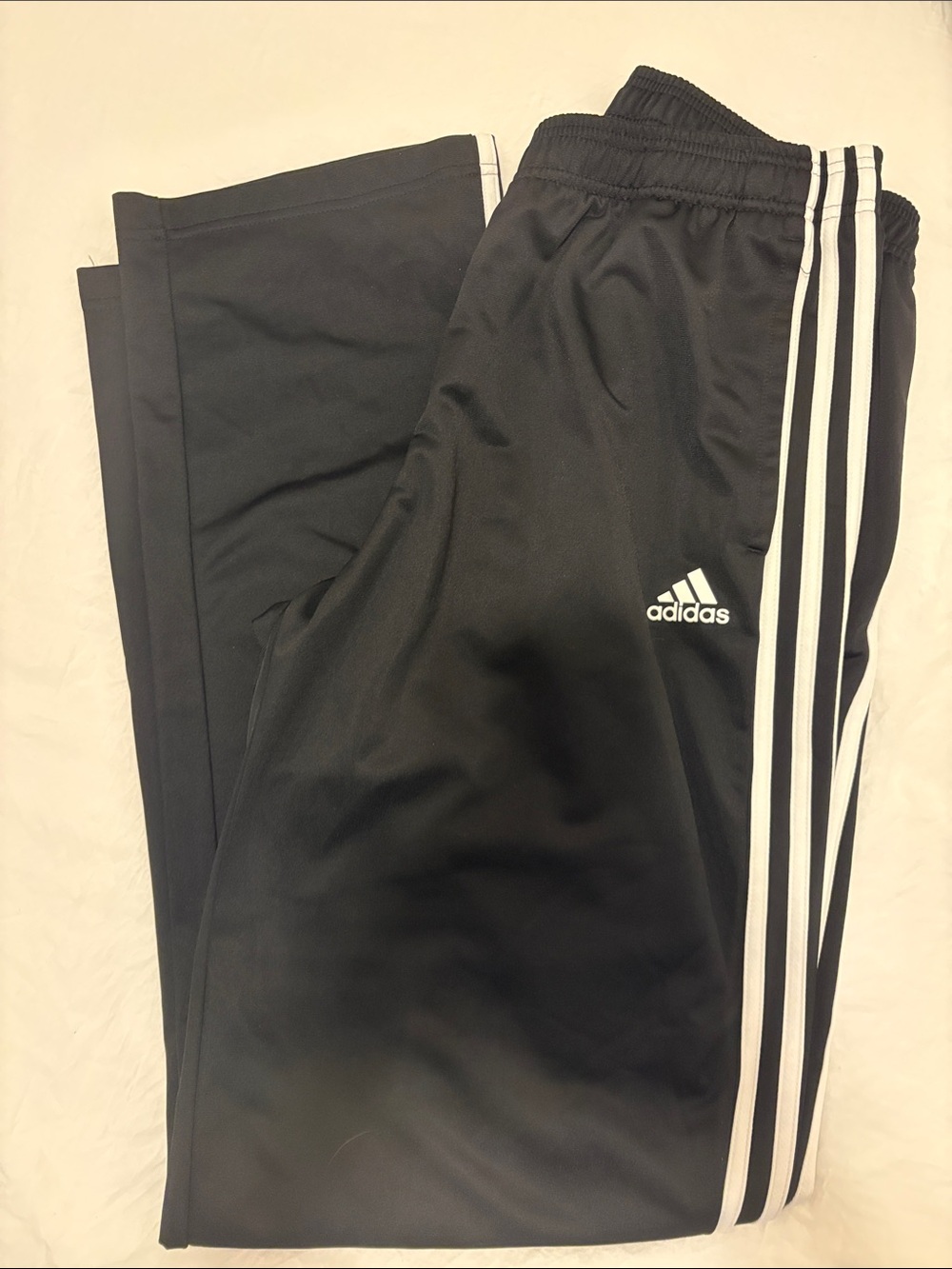 Men’s Tall adidas Black Sweatpants with White Three-Stripes